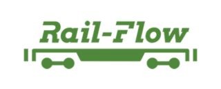 Grünees Rail-Flow Logo auf weißem Grund